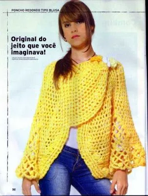 Ponchos a crochet con patrones - Imagui