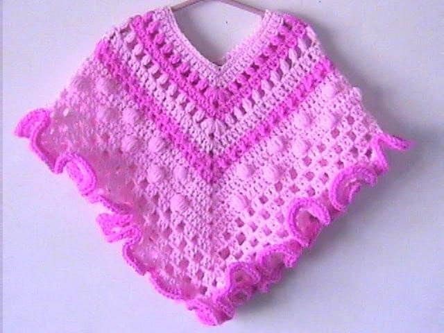Como hacer un poncho tejido a crochet para niña - Imagui