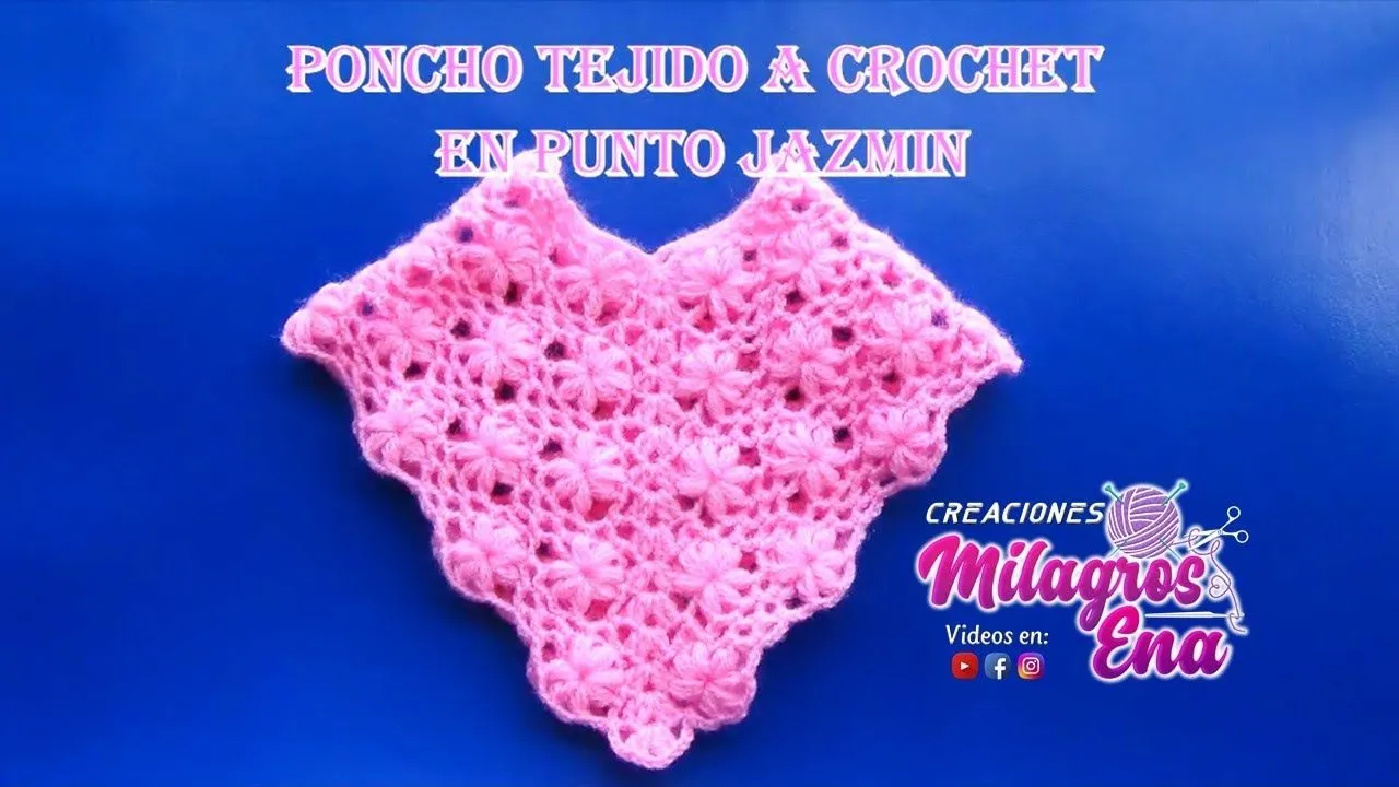 Poncho de flores tejido a crochet #3 en punto jazmin - YouTube