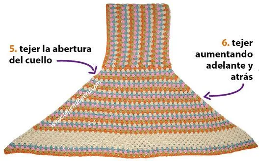 Ponchos tejidos a crochet con cuadrados - Imagui