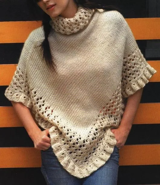 Ponchos de lana tejidos a crochet - Imagui