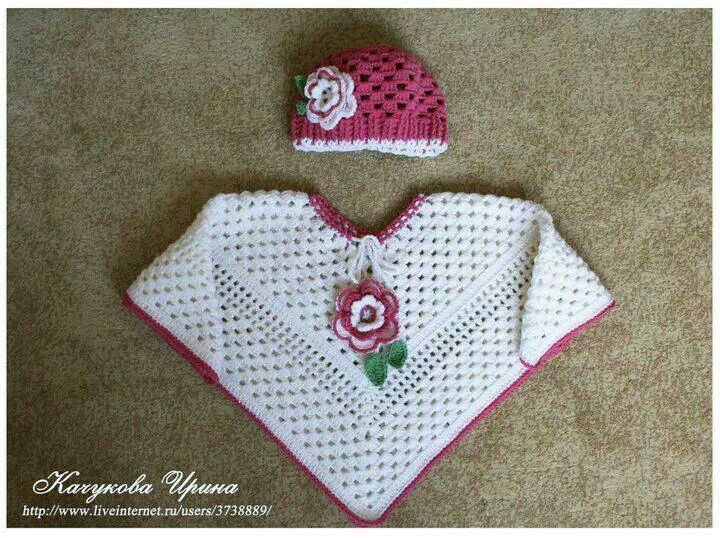 ponchos para niña on Pinterest | Ponchos, Crochet and Tejido
