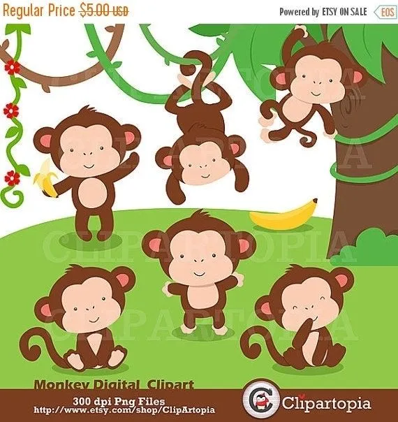 Monos changos digital clipart para uso personal y por ClipArtopia