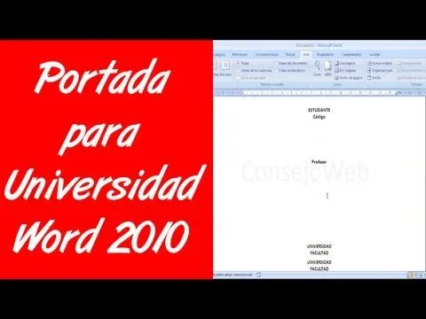 Como hacer una portada para universidad en word 2007 2010 - YouTube