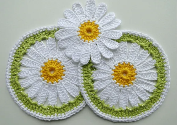 Posavasos Margaritas de Crochet - Patrones Crochet