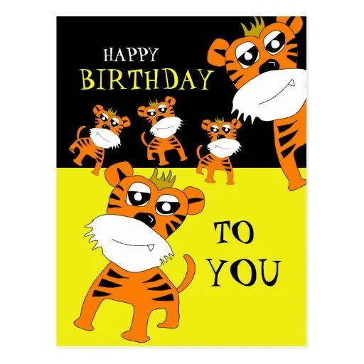 Postal del feliz cumpleaños del tigre | Zazzle