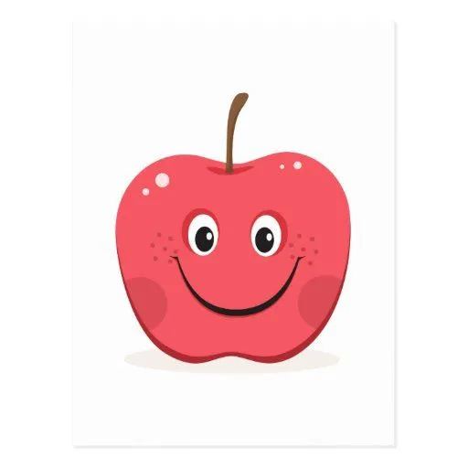 Postal roja del dibujo animado de la manzana | Zazzle