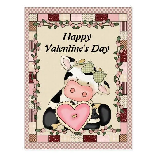 Postal de la vaca del el día de San Valentín | Zazzle