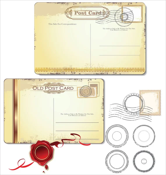 postal vintage y sellos - para diseño de boda, invitación ...