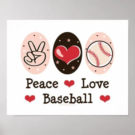 Poster del béisbol del amor de la paz | Zazzle