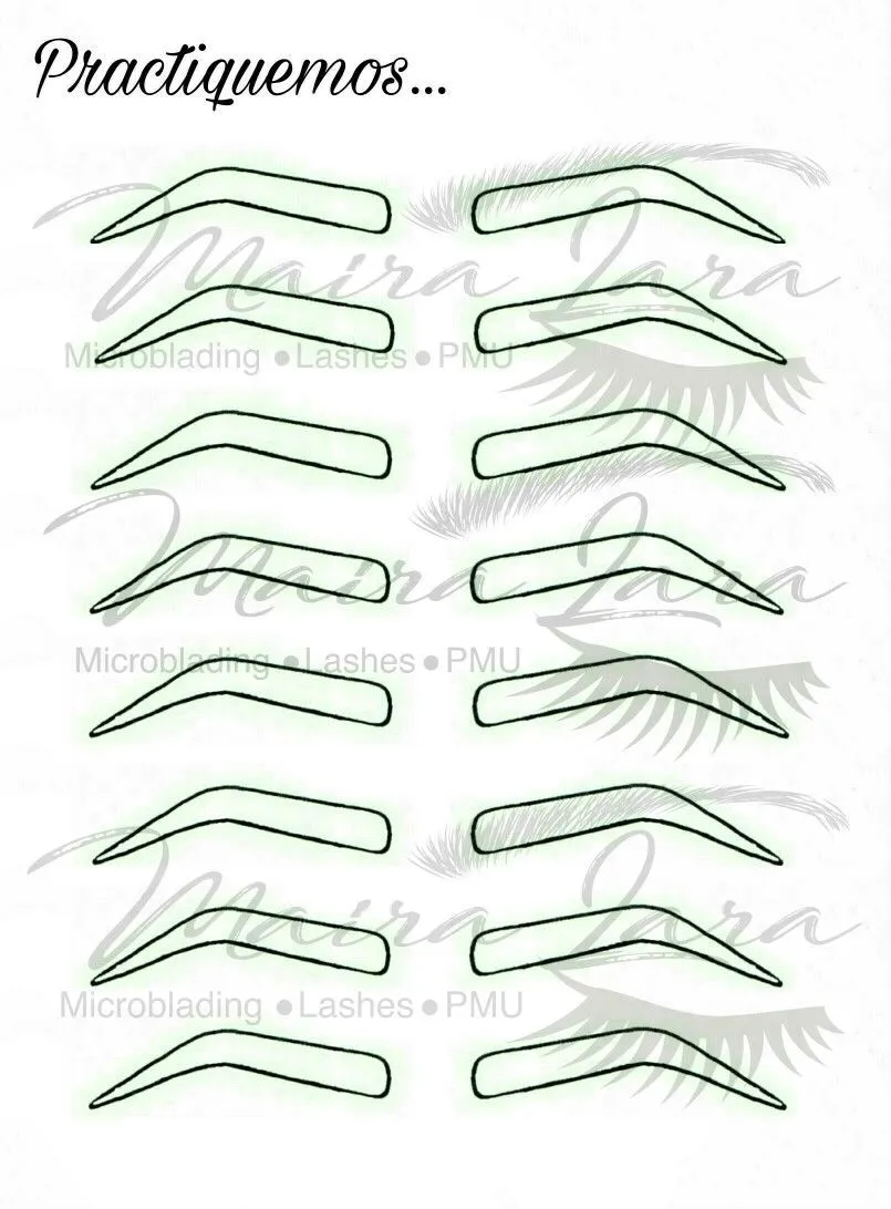 Practica y perfecciona tus trazos de microblading #microblading #brows #PMU  #practice | Plantillas de cejas, Moldes para cejas, Cejas microblading