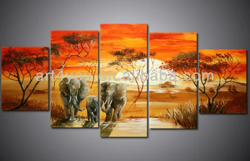 Praderas africanas elephent del paisaje de la impresión pinturas ...