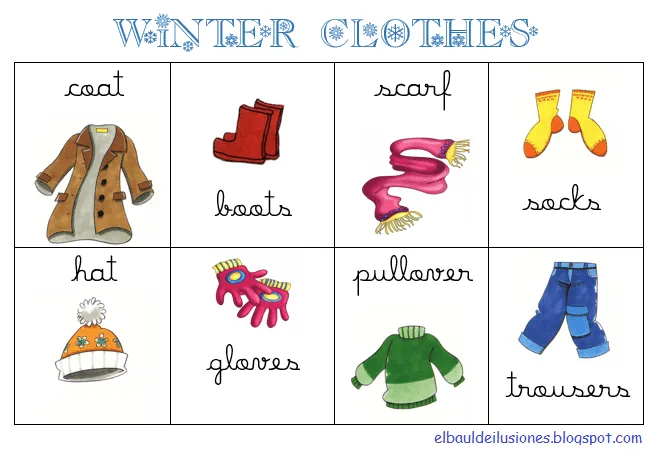 10 prendas de ropa en inglés y español - Imagui