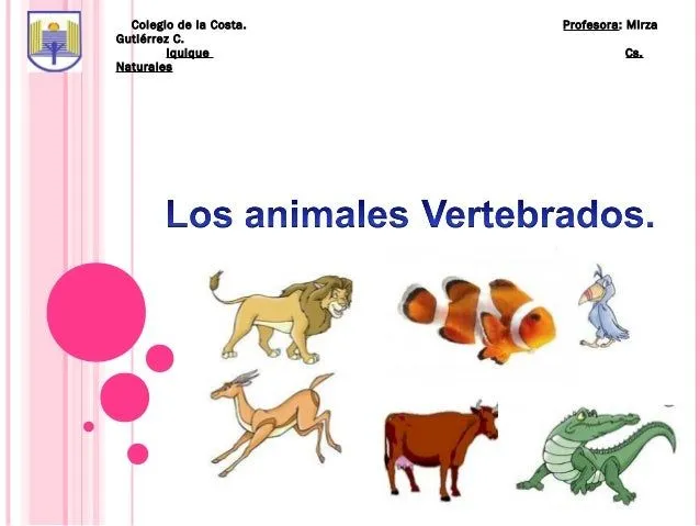 Presentación de animales vertebrados.