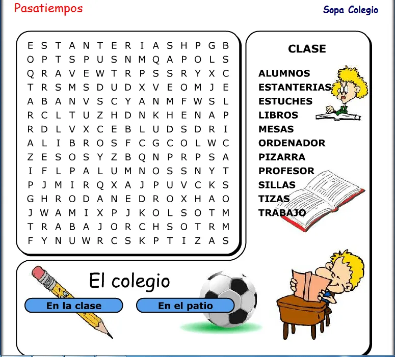 MIS PRIMERAS CLASES DE ESPAÑOL: Sopa de letras del vocabulario de ...