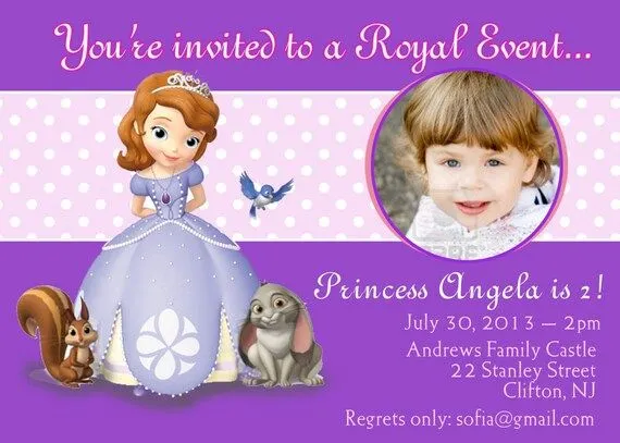 Princesa Sofía la primera personalizada invitación por CMLDesigns