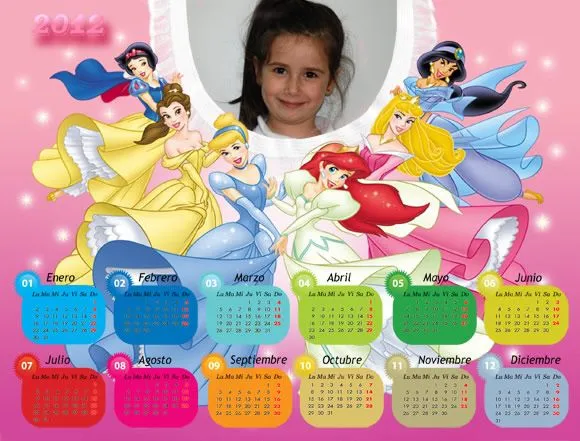 Calendarios Infantiles Año 2012 Princesitas Disney y Dragón de Navidad