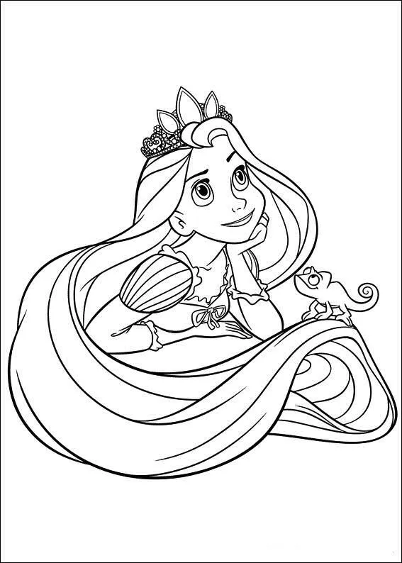 Princesas Disney: Dibujos para colorear de "Rapunzel (Enredados)"