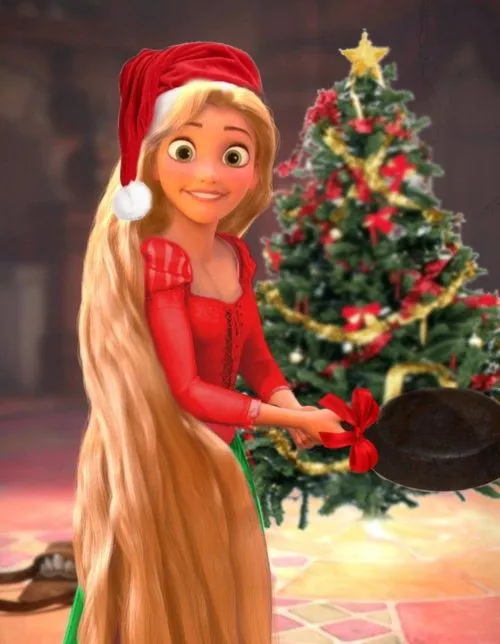 Princesas Disney: Imagen de la princesa Rapunzel navideña