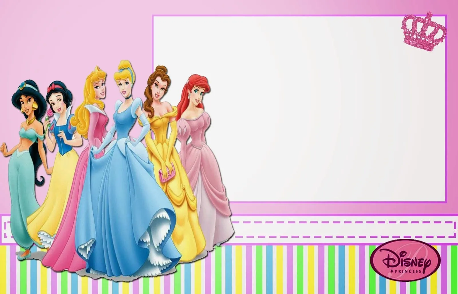 Princesas Disney: Invitaciones o Marcos para Imprimir Gratis ...