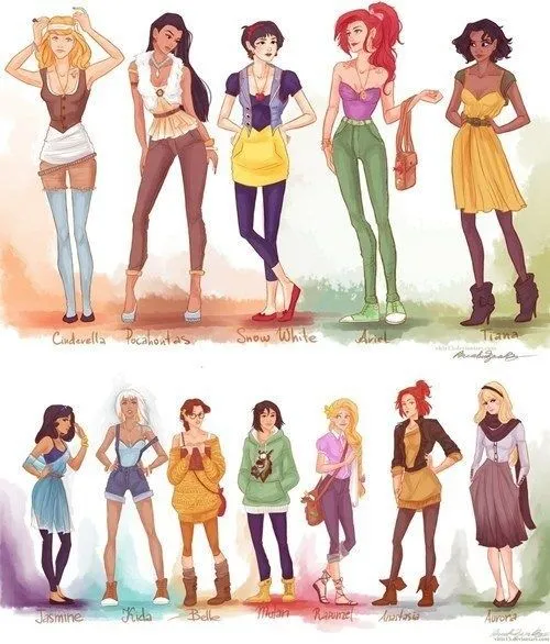 Princesas Disney - looks actuales | frases | Pinterest | Disney ...