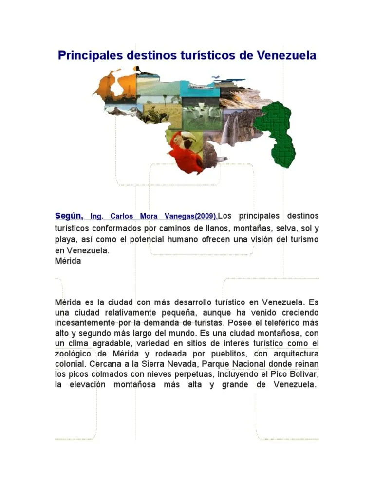 Principales Destinos Turísticos de Venezuela | PDF | Turismo | Turismo y  Ocio