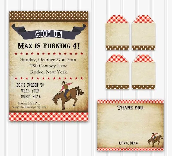 Printable Cowboy Invitation Cowboy Birthday por YourPrettyParty