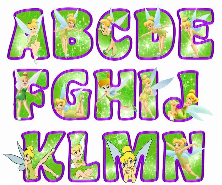 printable tinkerbell letters A-N (green) | tinkerbell party ...