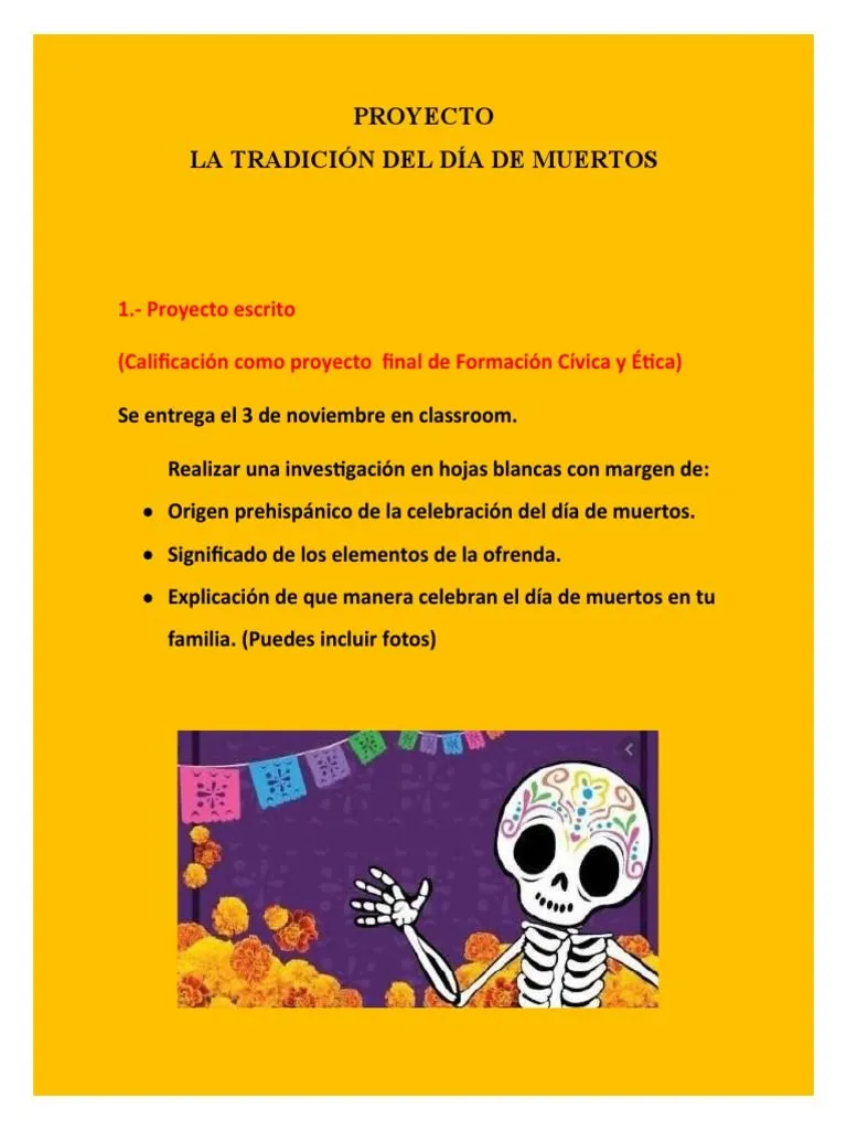 Proyecto de La Tradición Del Día de Muertos PDF | PDF