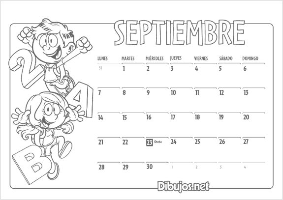 Calendario del mes de septiembre infantil - Imagui