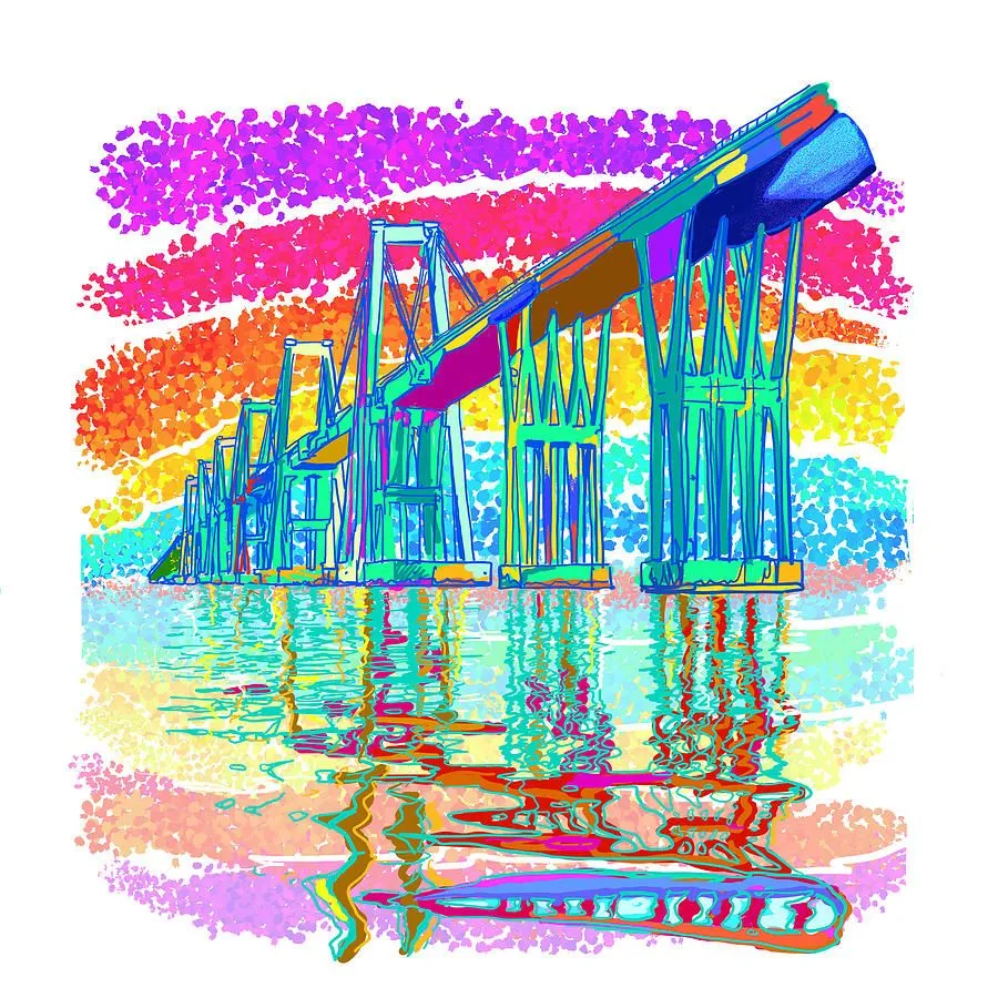 Puente sobre el lago, Maracaibo Digital Art by Ylana Stelling Luigi - Pixels