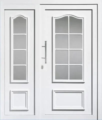 Puerta de entrada batiente / de aluminio / con ventana lateral ...