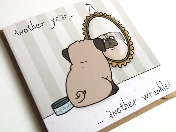Pug Birthday Greeting Card por Pugsnkissesuk en Etsy