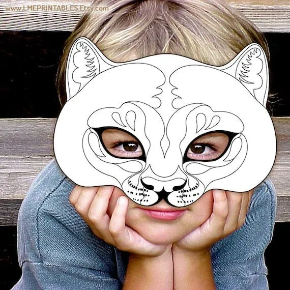 Puma para colorear máscara imprimible animal león de montaña - Etsy México