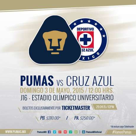 Pumas vs. Cruz Azul Clausura 2015: Venta de boletos inicia 29 de abril