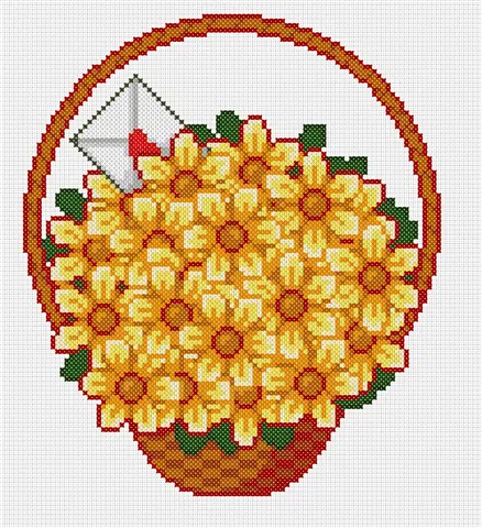 Dibujos Punto de Cruz Gratis: Basket of Sunflowers Cross Stitch ...