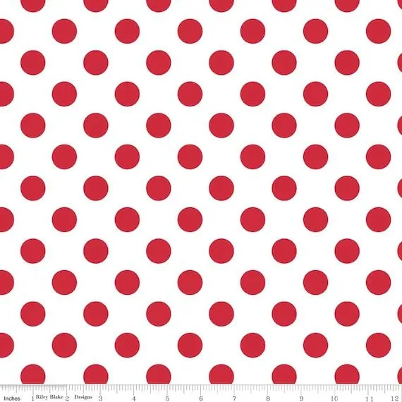 Medio punto rojo sobre fondo blanco: Riley por LemonTreeFabrics