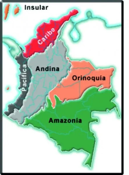 Puzzle de mapa de regiones naturales de colombia , rompecabezas de
