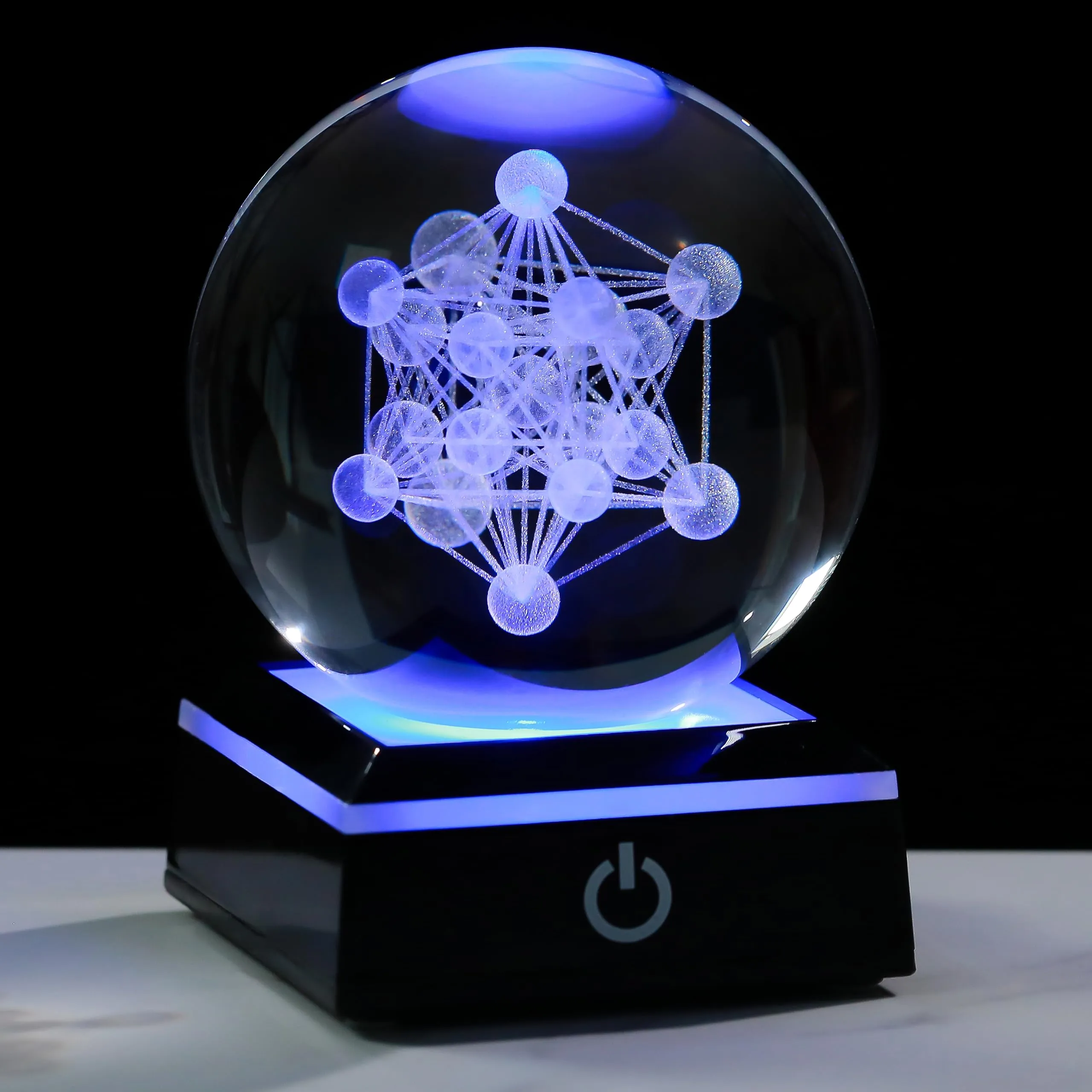 Qianwei - Bola de vidrio 3D Metatron con base táctil LED de iluminación  colorida – Luz nocturna de