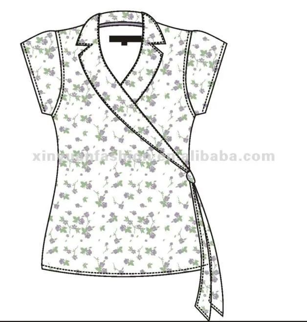 qipao cuello manga corta camisa de impresión-Mujer Blusas y Tops ...