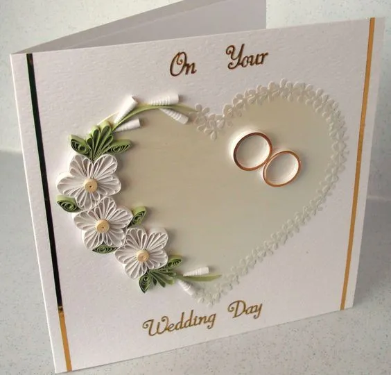Quilled wedding congratulations card | Filigrana, Boda y Flor
