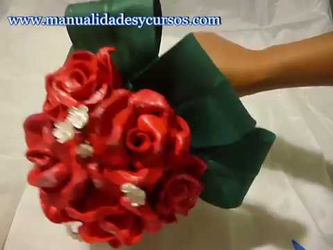 Ramo de novia con rosas en goma eva -Eva foam roses bouquet - YouTube