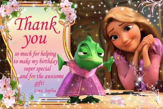 Rapunzel enredados gracias tarjeta disney por SuperBirthdayParty