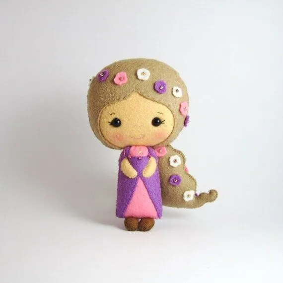 Rapunzel muñeca de fieltro princesa muñecos de por UnBonDiaHandmade