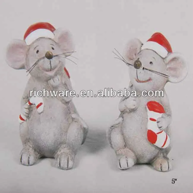 Del ratón de cerámica con sombrero rojo de la navidad de ...