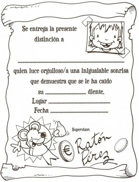 Diploma del Ratón Pérez para imprimir - Imagui