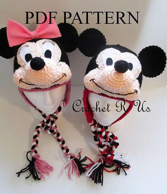 Ravelry: PDF...Crochet Minnie Mouse & Mickey Mouse hat pattern ...