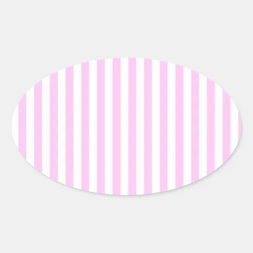 Rayas (líneas paralelas) - blanco rosado pegatina ovalada | Zazzle