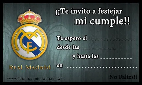 Real Madrid FC - Tarjetas de cumpleaños para imprimir - Fiestas ...