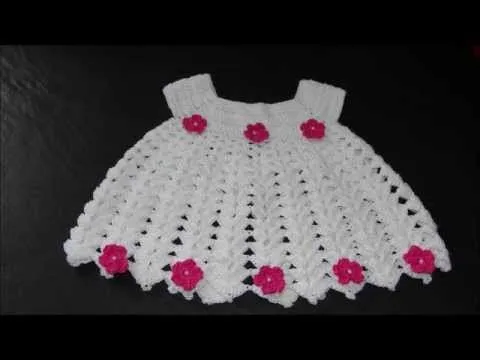 Receita de Crochê Infantil: Vestido de bebê em vários tamanhos